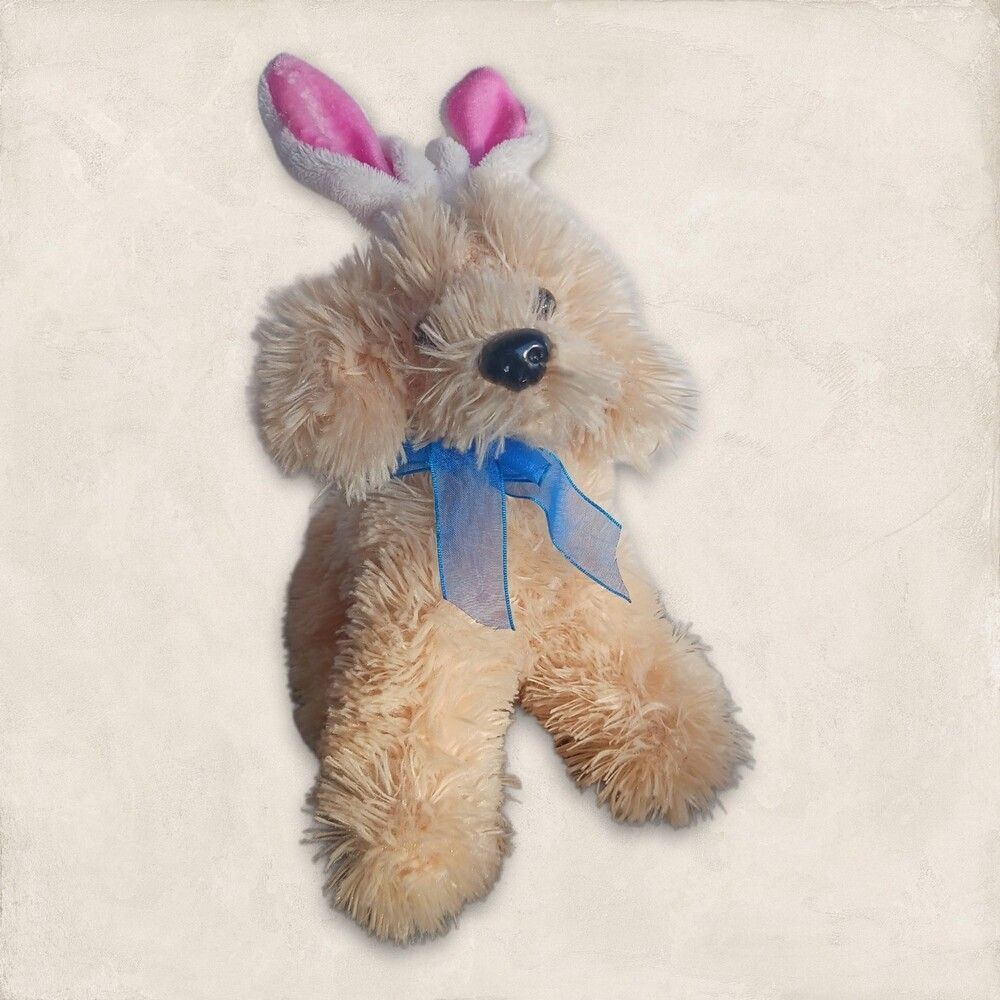 Dan Dee Tan Poodle Easter Bunny Ears Stuffed Sitting Dog Stuffy 10"